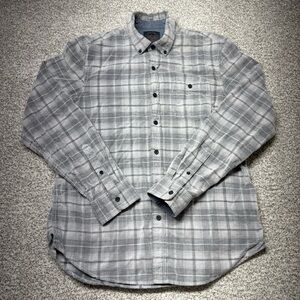 Men’s Legacy Copper & Oak Grey Plaid Corduroy Button Down Long Sleeve Shirt Med‎